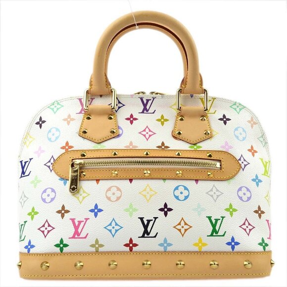 Authenticity Guaranteed Louis Vuitton White Monogram Multicolor Alma Handbag - Picture 1 of 11